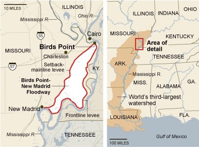 image025.jpg Взрыв дамбы «Бёрдс Пойнт» и участки затопления и отселения в долине р.Миссисипи