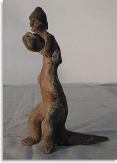 Человек верхом на динозавре (коллекция Акамбаро)