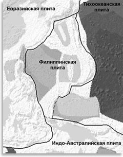 Тектоническая карта района Филиппинского моря