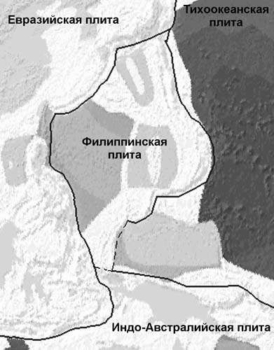 Тектоническая карта района Филиппинского моря.