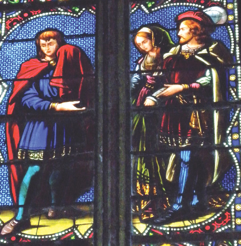 Трубадур показывает голову Иоанна Окситанской знати. Иллюстрация из книги Светланы Левашовой «Откровение»