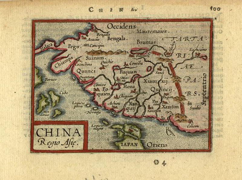 Великая Китайская стена. Карта Ортелиуса 1602 год