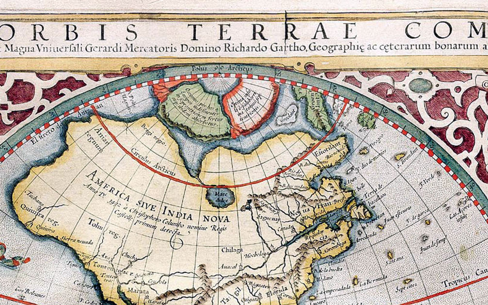 Изображение континента Даария в Атласе Герарда Меркатора, 1595 г.