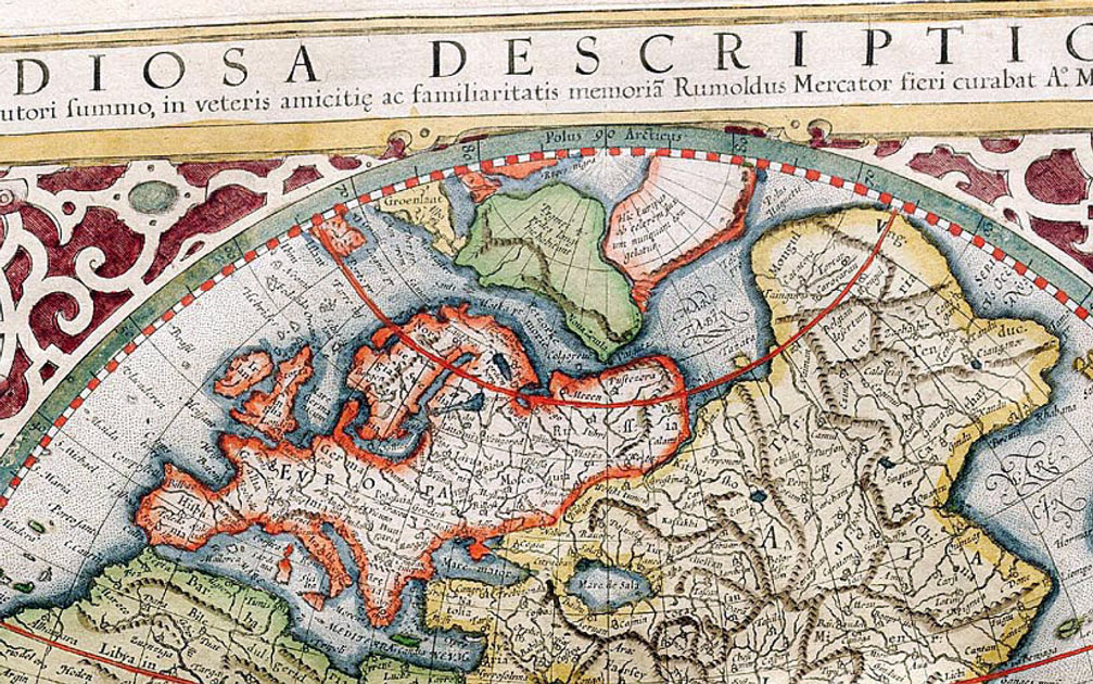Изображение континента Даария в Атласе Герарда Меркатора, 1595 г.