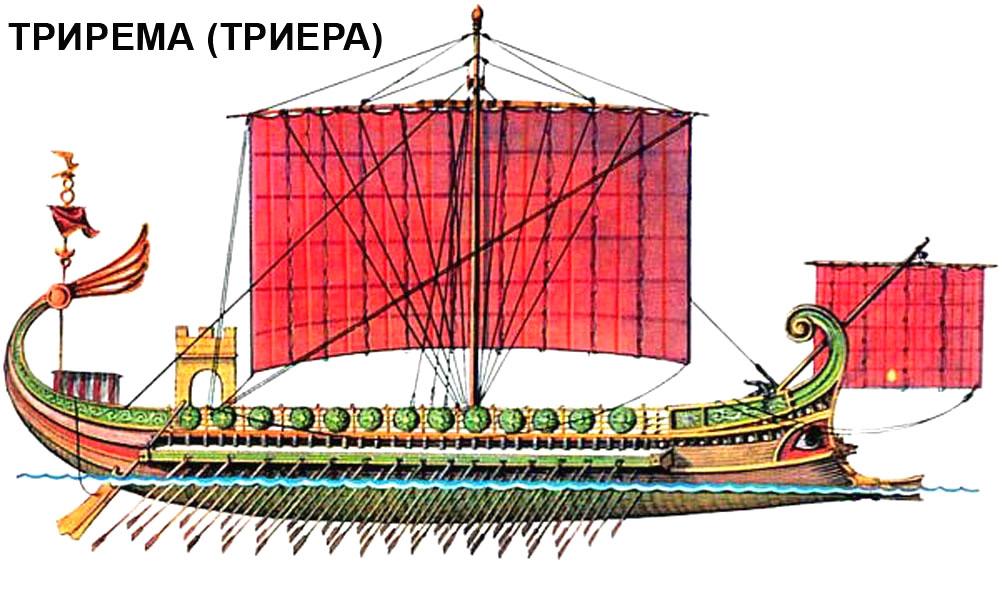 Антична галера. Иллюстрация к статье Георгия Костылева «Военно-исторические хохмы»