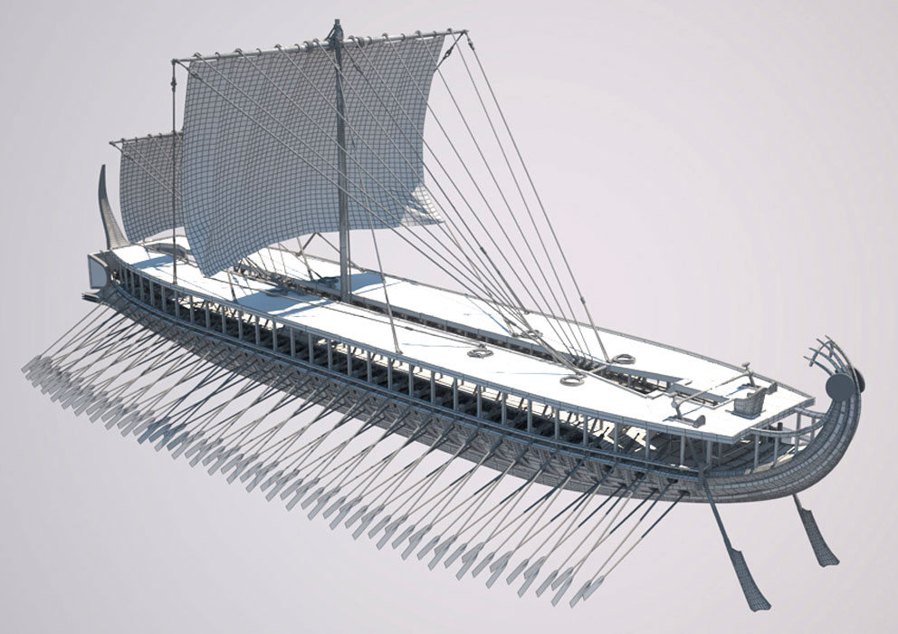 Антична галера. Иллюстрация к статье Георгия Костылева «Военно-исторические хохмы»