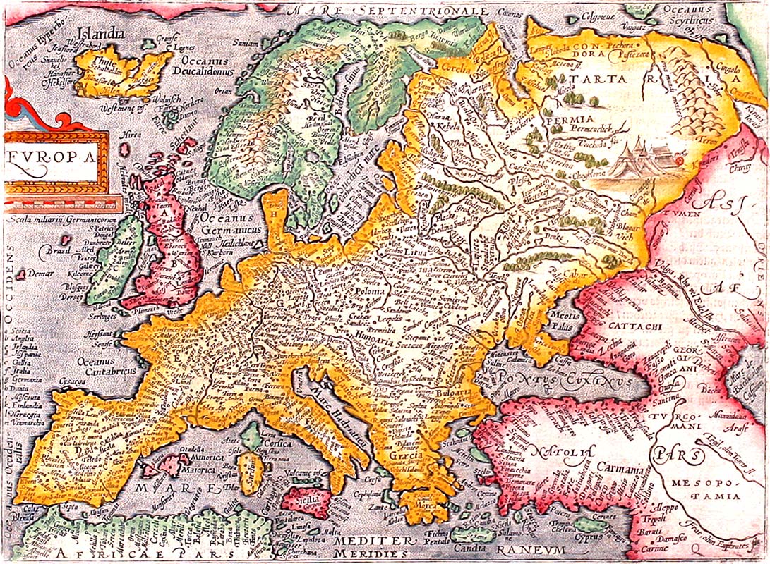 Карта Европы Johann Bussemachaer, 1598 год