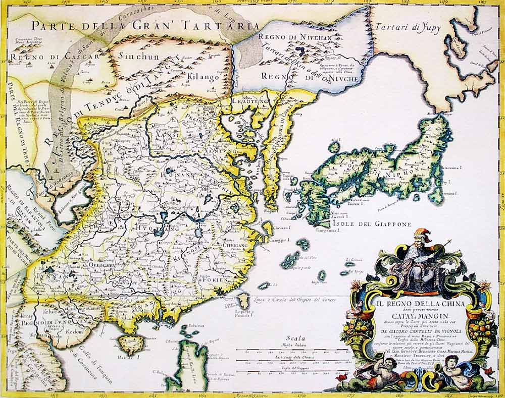 Карта Китая Джакомо Кантелли 1682 г.
