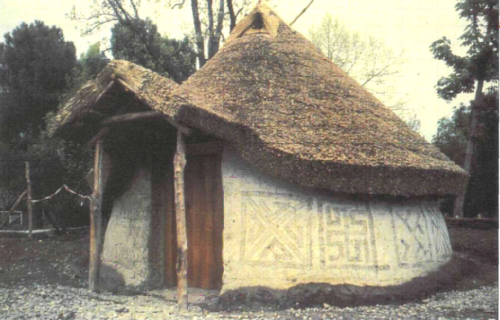 Свастика на Этрусской хижине (реконструкция).