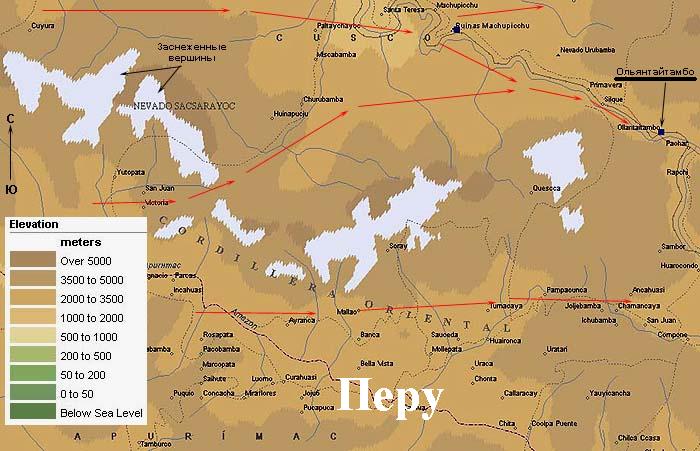 Направление движения цунами, вызванной падением осколков Фатты в океан 