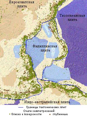 Филиппинская плита на тектонической карте