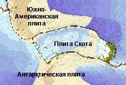 Плита Скота на тектонической карте.