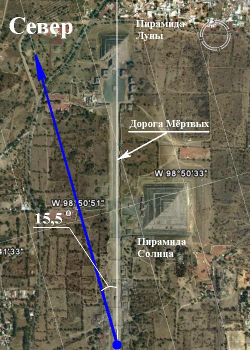 Схема расположения пирамид в Теотиукане. Мексика